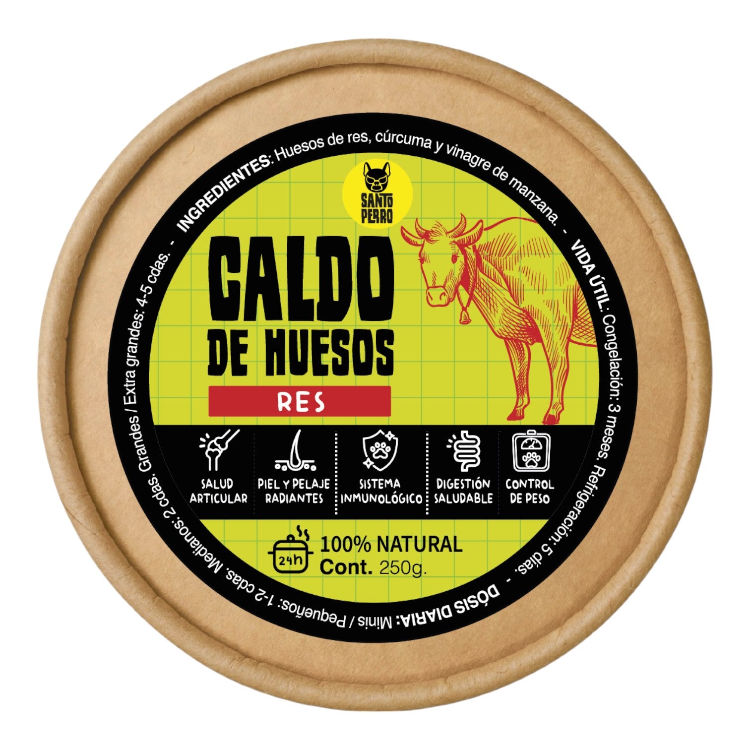 Caldo de huesos de res santo perro, alto en colágeno, aporte de vitaminas y minerales esenciales