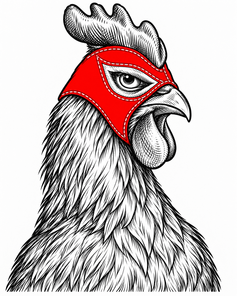 Gallo luchador con máscara, peso pluma